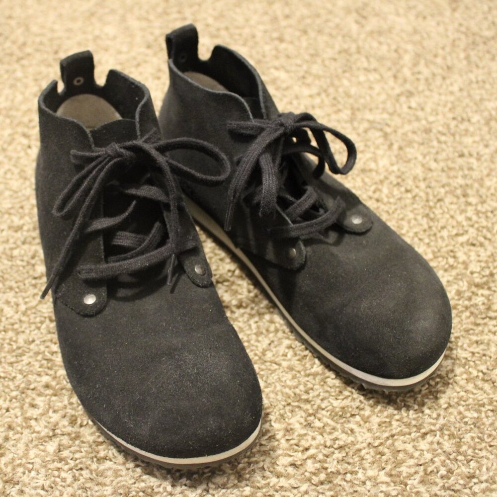 Birkenstock Dundee Plus Chukka Black Suede Ankle Boot Lace Up 37